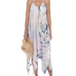 Vestido longo com estampa tie-dye Raviya feminino, traje de banho azul, tamanho pequeno
