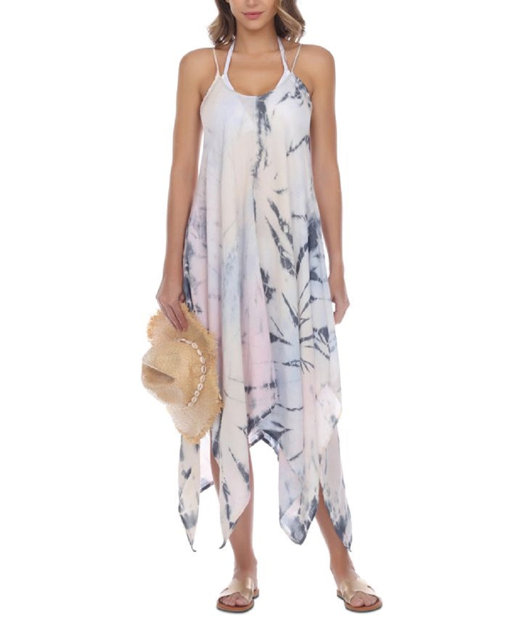 Vestido longo com estampa tie-dye Raviya feminino, traje de banho azul, tamanho pequeno