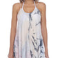 Vestido longo com estampa tie-dye Raviya feminino, traje de banho azul, tamanho pequeno