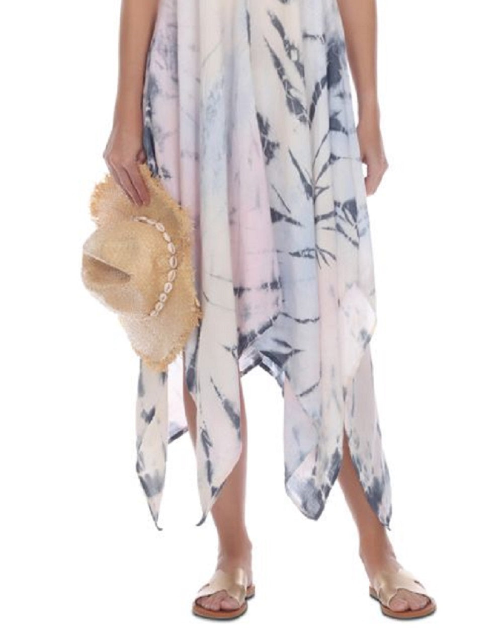 Vestido longo com estampa tie-dye Raviya feminino, traje de banho azul, tamanho pequeno
