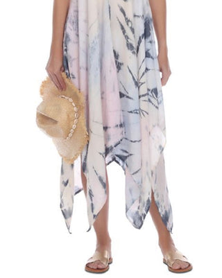 Vestido longo com estampa tie-dye Raviya feminino, traje de banho azul, tamanho pequeno