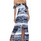 Vestido de banho feminino Raviya Tie Dye com decote ombro a ombro, azul, tamanho pequeno