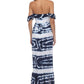 Vestido de banho feminino Raviya Tie Dye com decote ombro a ombro, azul, tamanho pequeno
