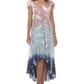 Vestido de banho feminino Raviya com estampa tie-dye e mangas curtas e decotadas, cinza, tamanho médio