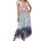 Vestido de banho feminino Raviya com estampa tie-dye e mangas curtas e decotadas, cinza, tamanho médio