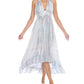 Vestido longo com decote halter tingido Raviya feminino, saída de banho, maiô cinza, tamanho grande