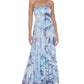 Vestido de banho longo sem alças com estampa tie-dye Raviya feminino, azul, tamanho médio