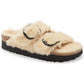 Sandália Birkenstock Feminina Big Buckle Genuine Shearling Slide Marrom Tamanho 10.5