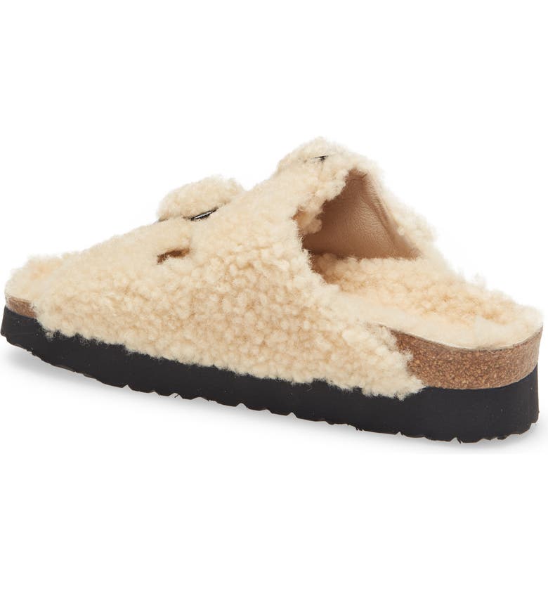 Sandália Birkenstock Feminina Big Buckle Genuine Shearling Slide Marrom Tamanho 10.5