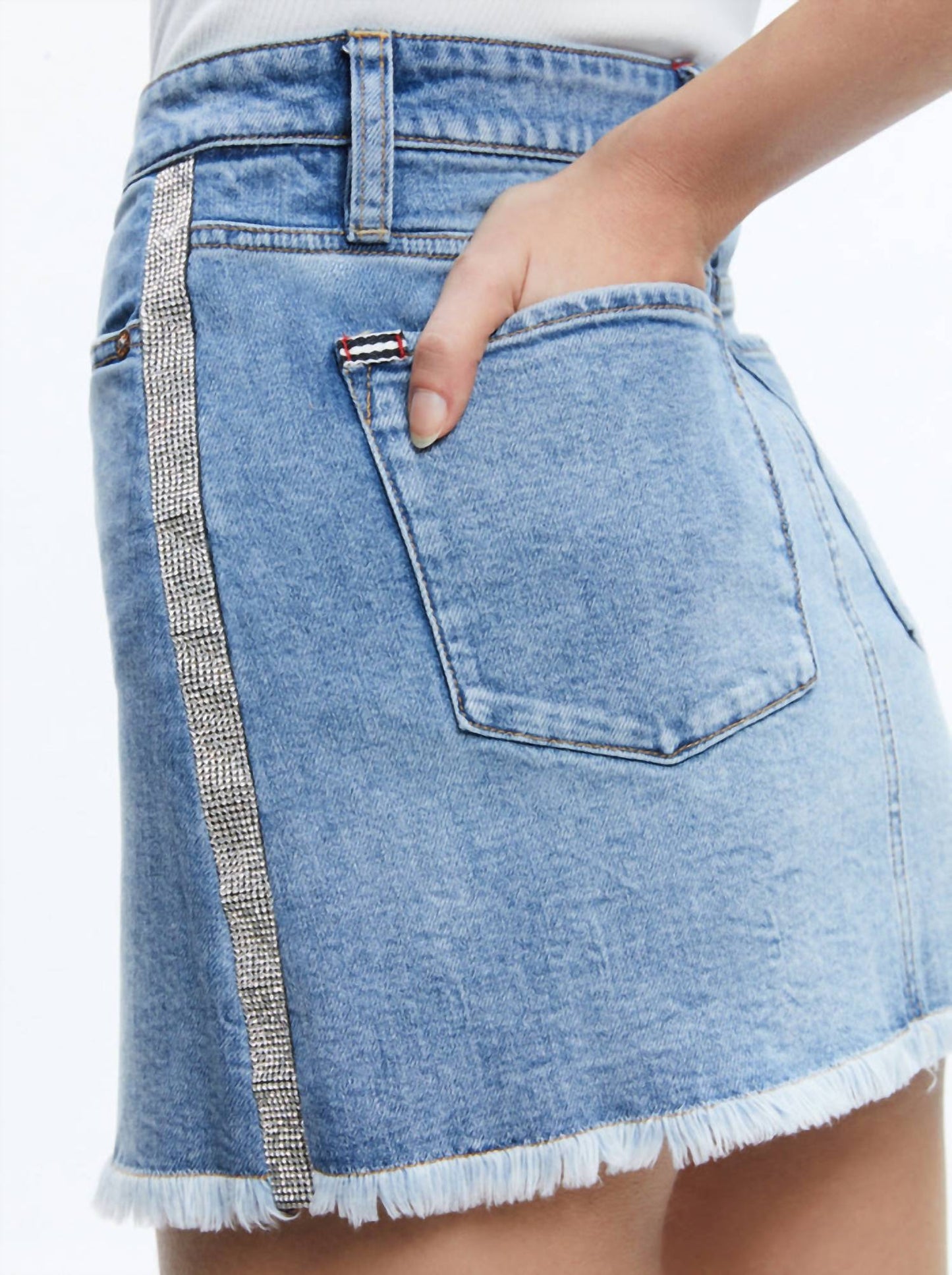 Alice + Olivia - Laika Crystal Embellished Demin Mini Skirt