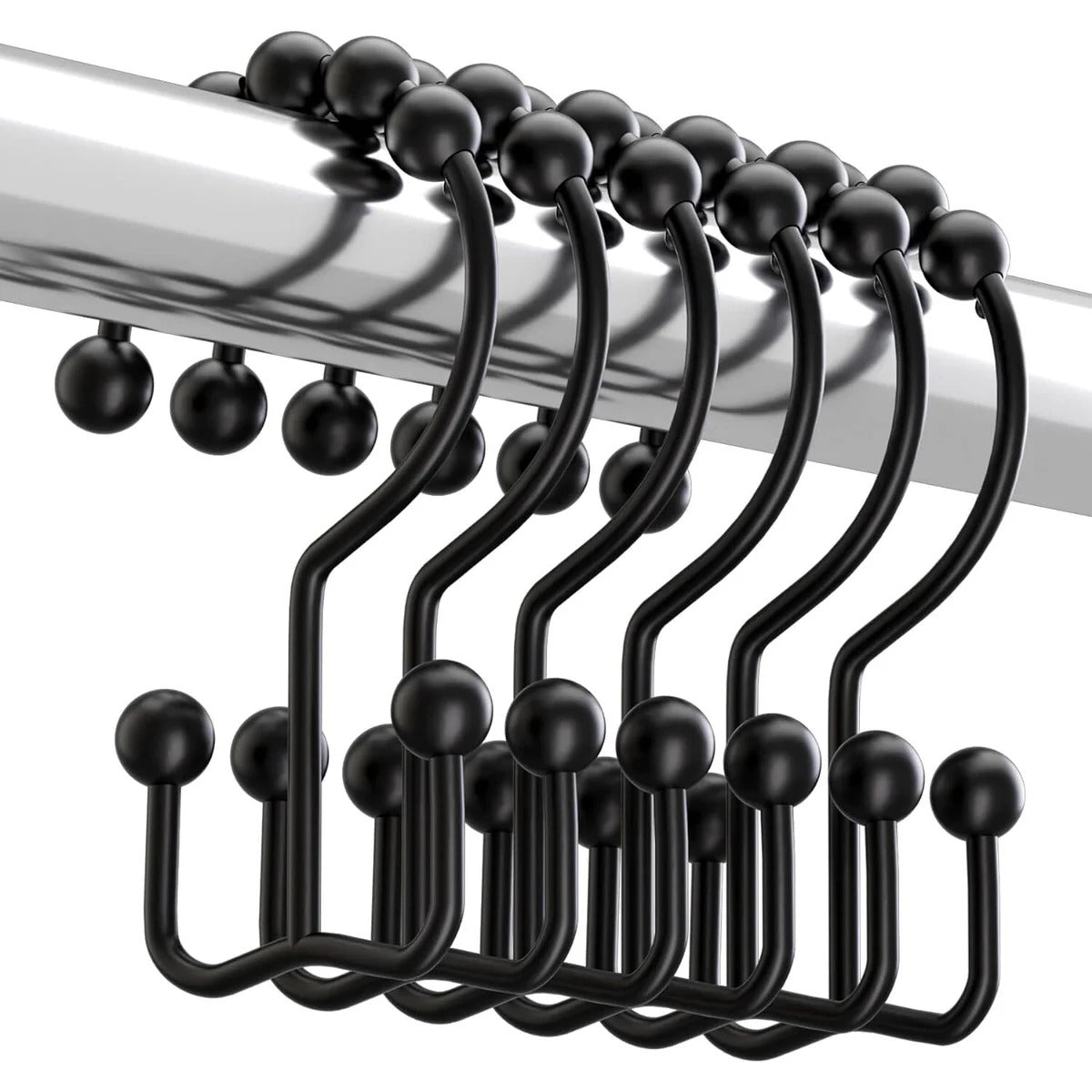 Conjunto de 12 ganchos para cortinas de chuveiro resistentes à ferrugem - 6 designs! 