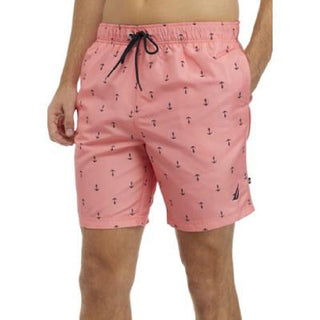 Calção de banho masculino Nautica com estampa de âncora e secagem rápida, tamanho GG, vermelho, 8 peças