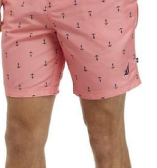 Calção de banho masculino Nautica com estampa de âncora e secagem rápida, tamanho GG, vermelho, 8 peças