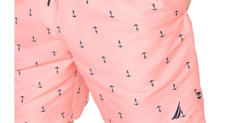Calção de banho masculino Nautica com estampa de âncora e secagem rápida, tamanho GG, vermelho, 8 peças
