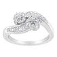 14K White Gold Round and Baguette Diamond Bypass Ring (1/2 cttw, H-I Color, I1-I2 Clarity) - Ring Size 6
