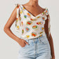 Astr - Allexina Satin Tie Shoulder Top
