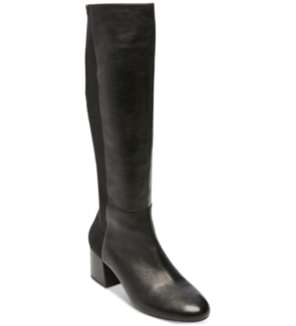 Botas femininas Steve Madden com salto bloco, pretas, tamanho 7 M