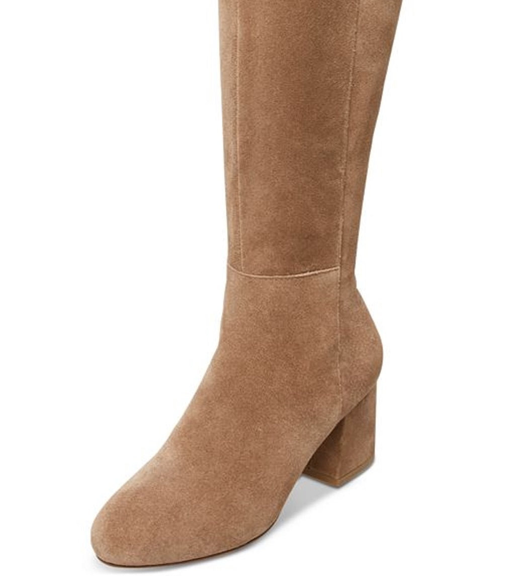 Botas femininas Steve Madden com salto bloco, marrom, tamanho 7 M