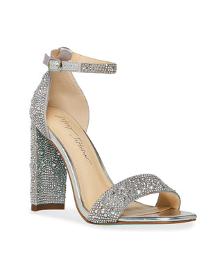 Sandálias femininas Betsey Johnson Rina com salto bloco, cinza, tamanho 5 M