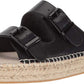 Sandálias femininas Steve Madden de couro Lapis com bico aberto, casuais, alpargatas, pretas, tamanho 8