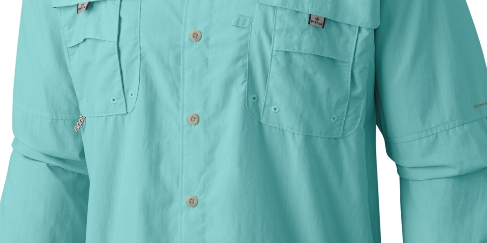 Camisa Columbia Bahama II de manga comprida masculina, azul, tamanho extragrande