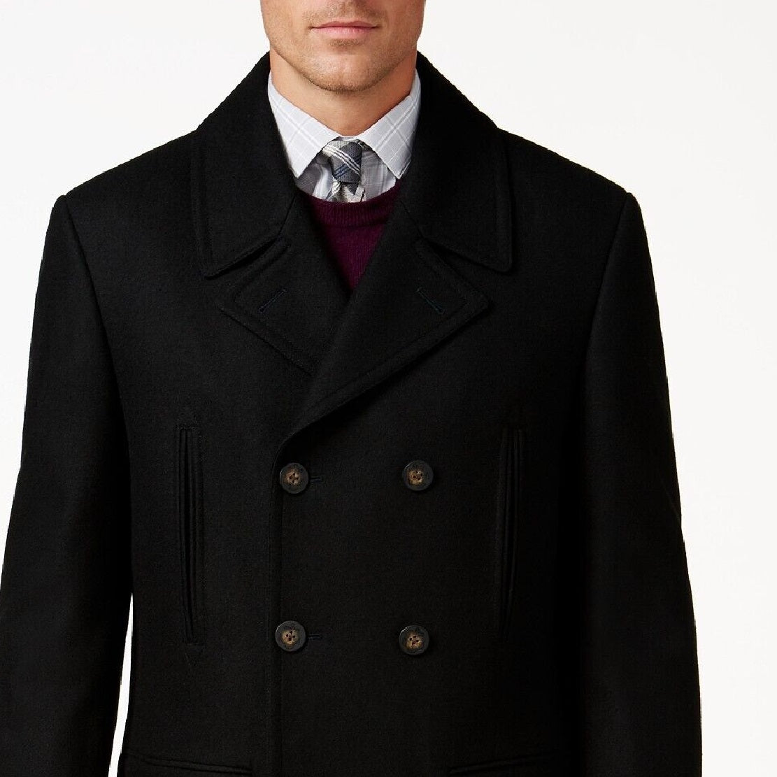 Casaco Ralph Lauren Masculino de Lã Mescla Trespassado, Preto, Tamanho 36