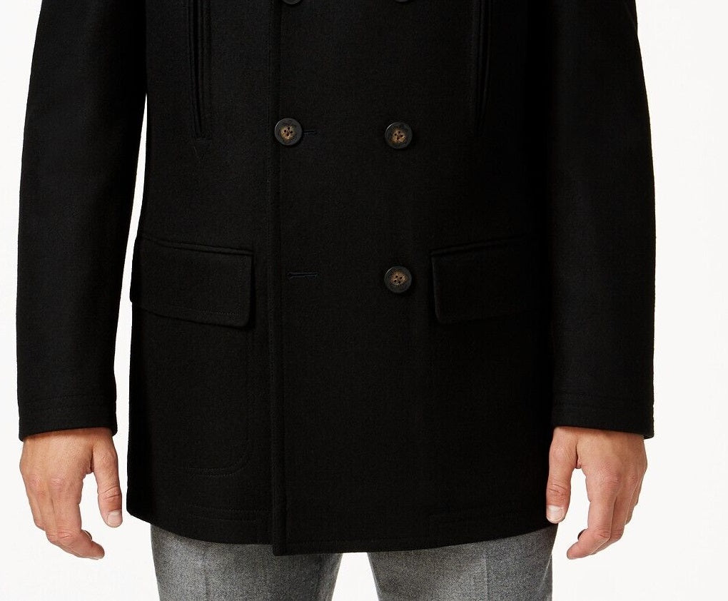 Casaco Ralph Lauren Masculino de Lã Mescla Trespassado, Preto, Tamanho 36