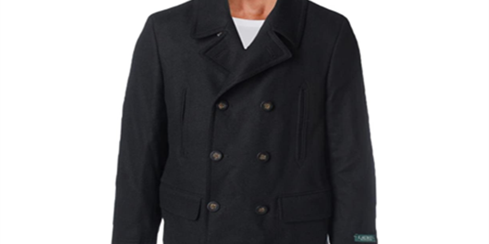 Casaco Ralph Lauren Masculino de Lã Mescla Trespassado, Preto, Tamanho 36