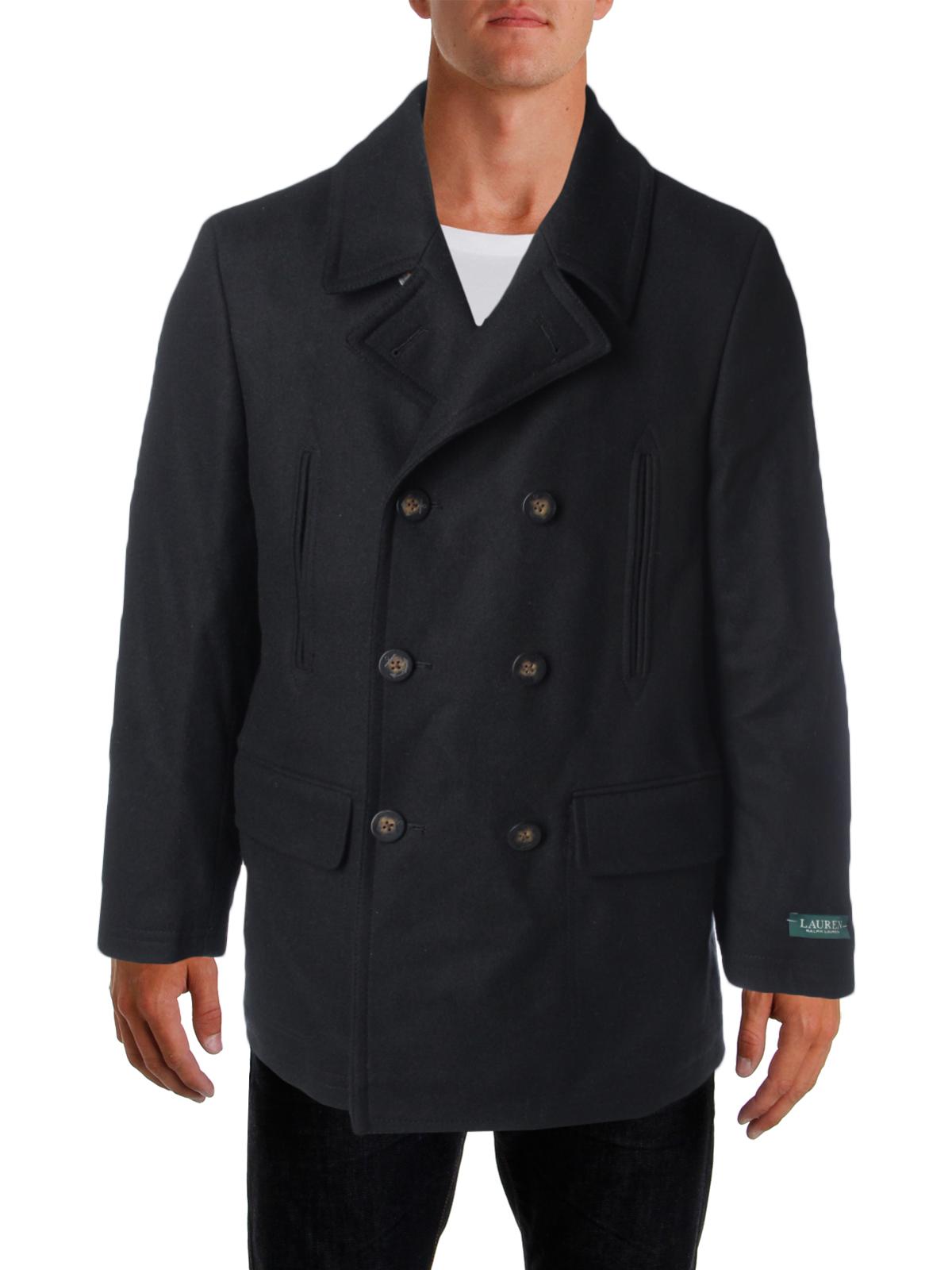 Casaco Ralph Lauren Masculino de Lã Mescla Trespassado, Preto, Tamanho 44