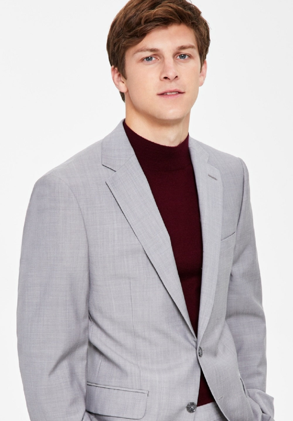 Calvin Klein Infinite Stretch Solid Slim Fit Terno Masculino Cinza Tamanho 42