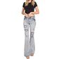 Petra153 - Kelly Mid Rise Stretch Flare Jean With Trouser Hem
