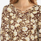 Blusa feminina Misses com estampa floral e decote cruzado, preta, tamanho grande