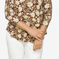 Blusa feminina Misses com estampa floral e decote cruzado, preta, tamanho grande