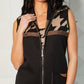 Angel Apparel - Houndstooth Long Zip Vest