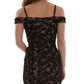 Vestido de veludo flocado com ombros de fora e franzidos BCX Junior, preto, tamanho X-S