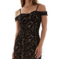 Vestido de veludo flocado com ombros de fora e franzidos BCX Junior, preto, tamanho M