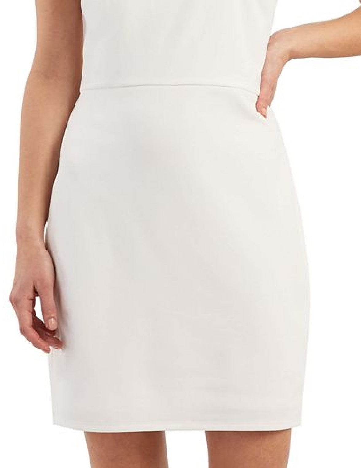 BCX Vestido curto feminino com decote em V, branco, tamanho P