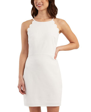 BCX Junior's Scalloped Low Back Bodycon Dress White Size Medium