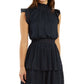 Vestido BCX Junior com bolinhas suíças franzidas, azul, tamanho grande