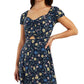 Vestido feminino BCX com estampa floral e recorte justo e evasê, azul, tamanho extragrande
