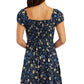 Vestido feminino BCX com estampa floral e recorte justo e evasê, azul, tamanho extragrande
