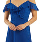 Vestido BCX Junior com babados e ombros descobertos, azul, tamanho XX-G