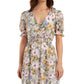 Vestido evasê com cintura franzida estampado BCX Junior, tamanho XX-G, verde
