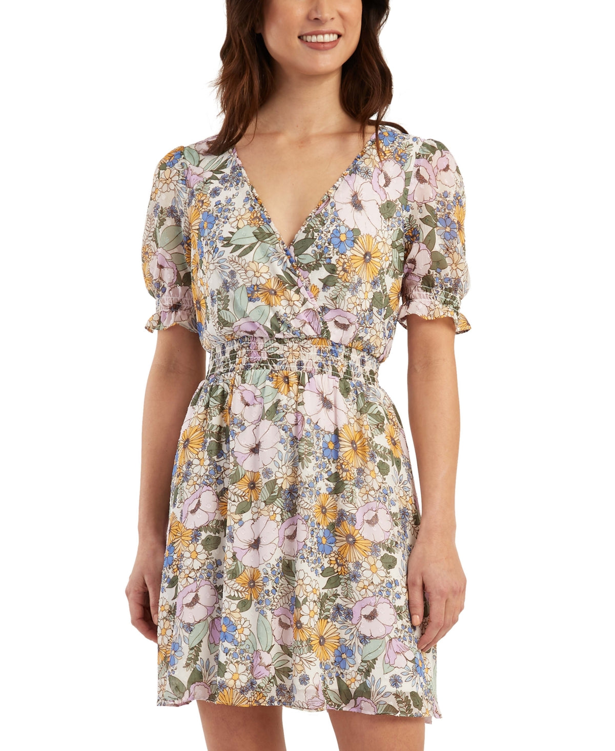 Vestido evasê com cintura franzida estampado BCX Junior, tamanho XX-G, verde