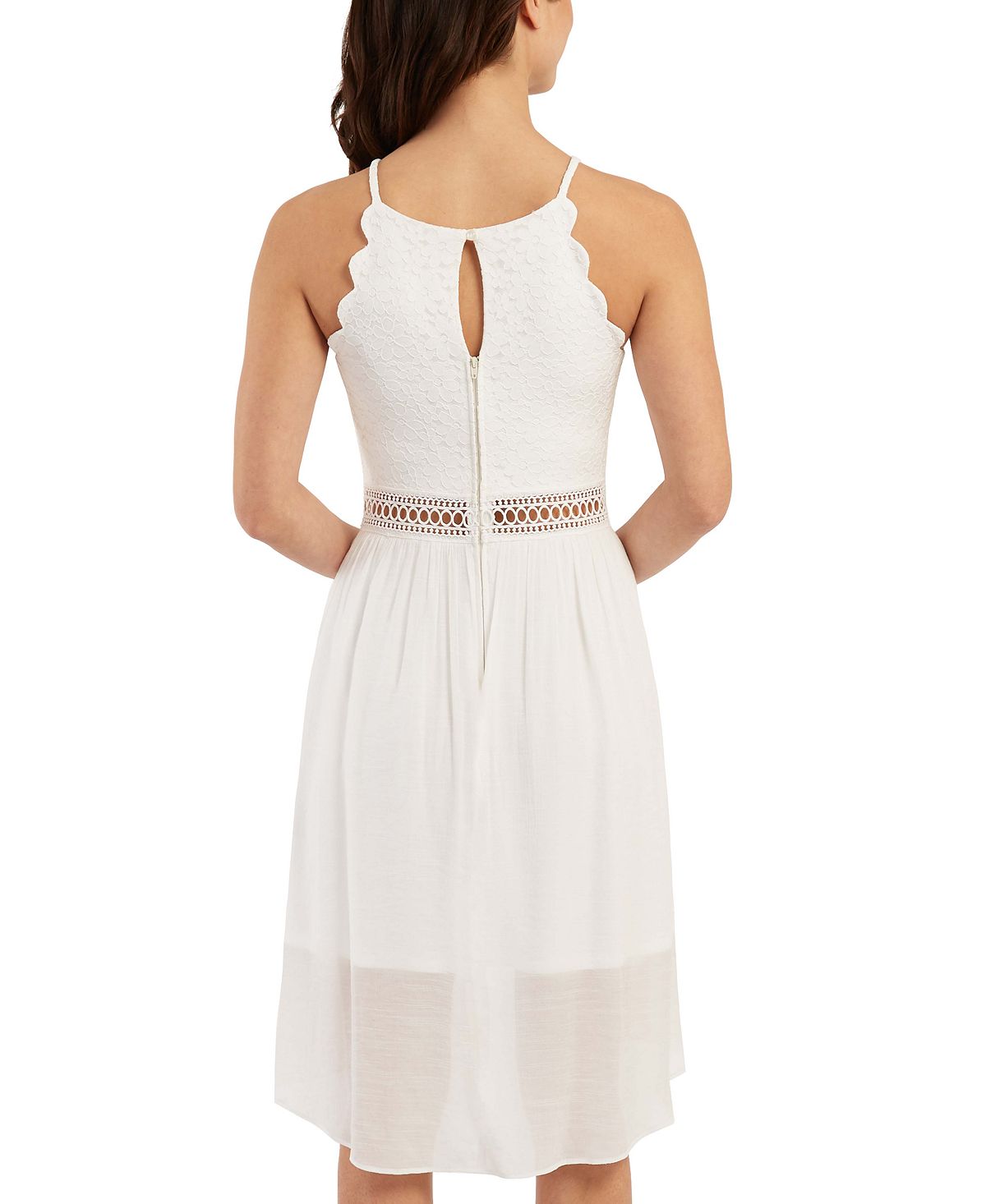 Vestido BCX Junior de renda, comprimento alto e baixo, tamanho 5, branco
