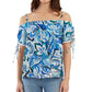 Blusa ombro a ombro com cordão e manga curta BCX Junior, azul, tamanho X-S