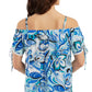 Blusa ombro a ombro com cordão e manga curta BCX Junior, azul, tamanho X-S