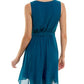 Vestido envelope sintético com babados e bainha franzida BCX Junior, azul, tamanho médio