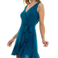 Vestido envelope sintético com babados e bainha franzida BCX Junior, azul, tamanho médio