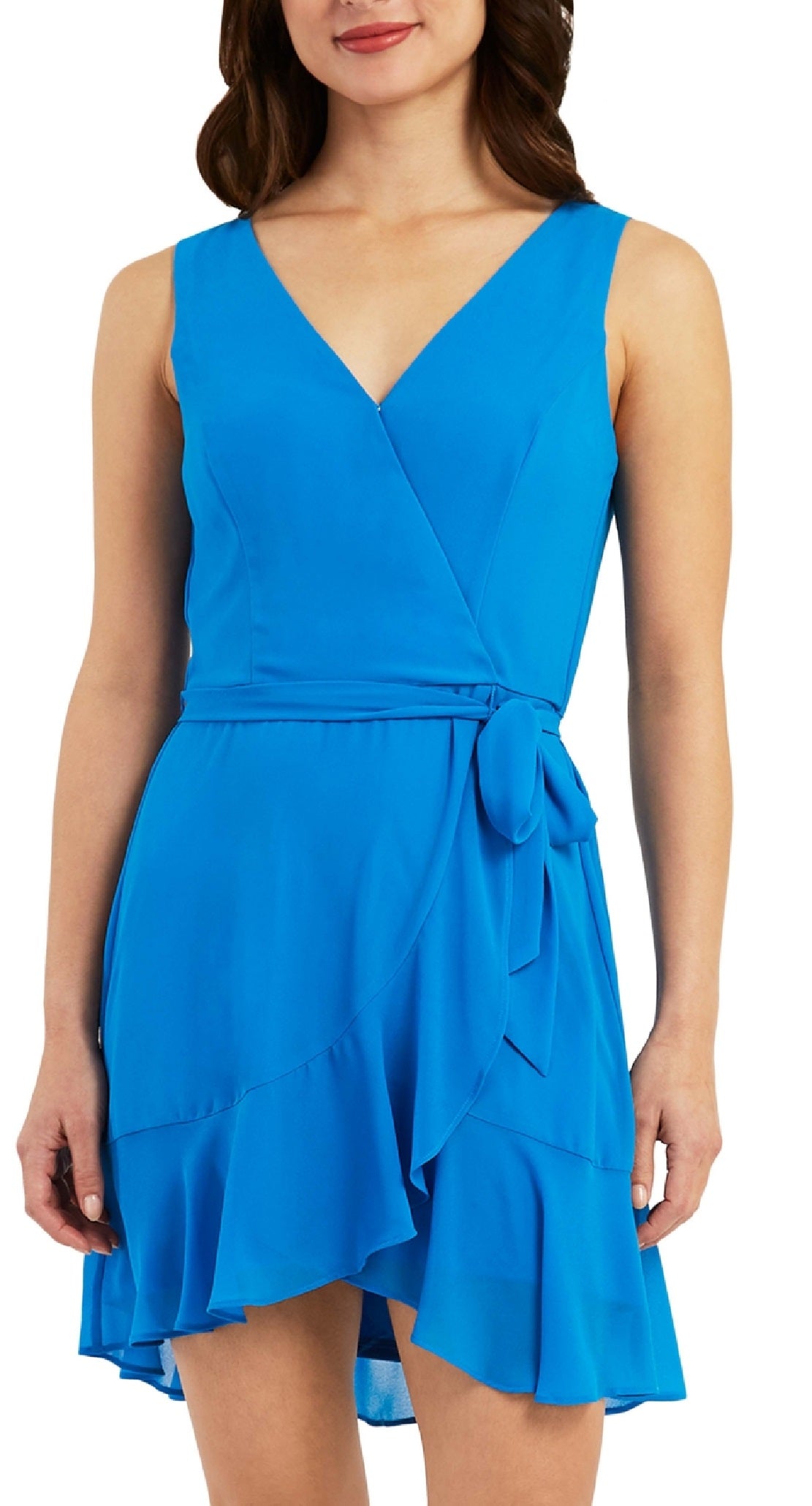 Vestido envelope falso com babados e bainha azul BCX Junior, tamanho extragrande